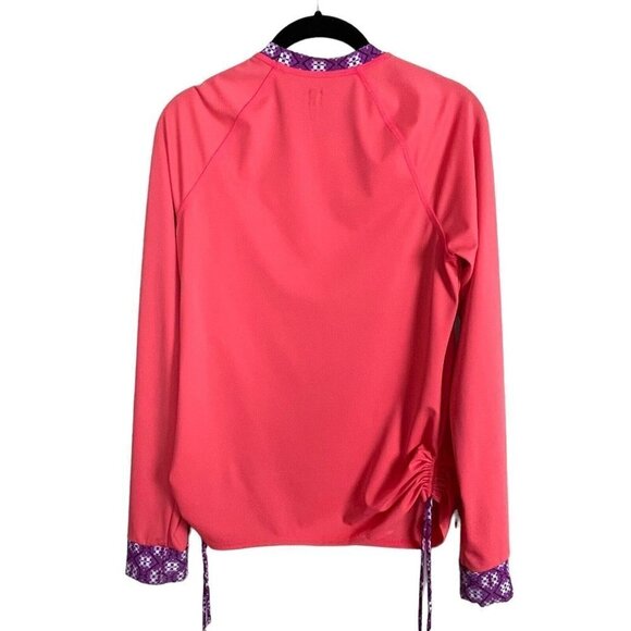 Title Nine Women's size M Long Sleeve Ruched Sides Coral Top - Picture 6 of 7